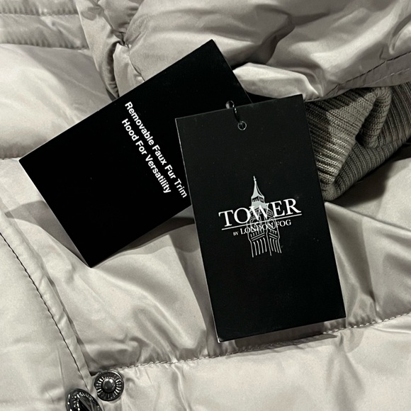 Tower by London Fog Long Puffer Coat with faux fur hood NWT - Picture 6 of 9